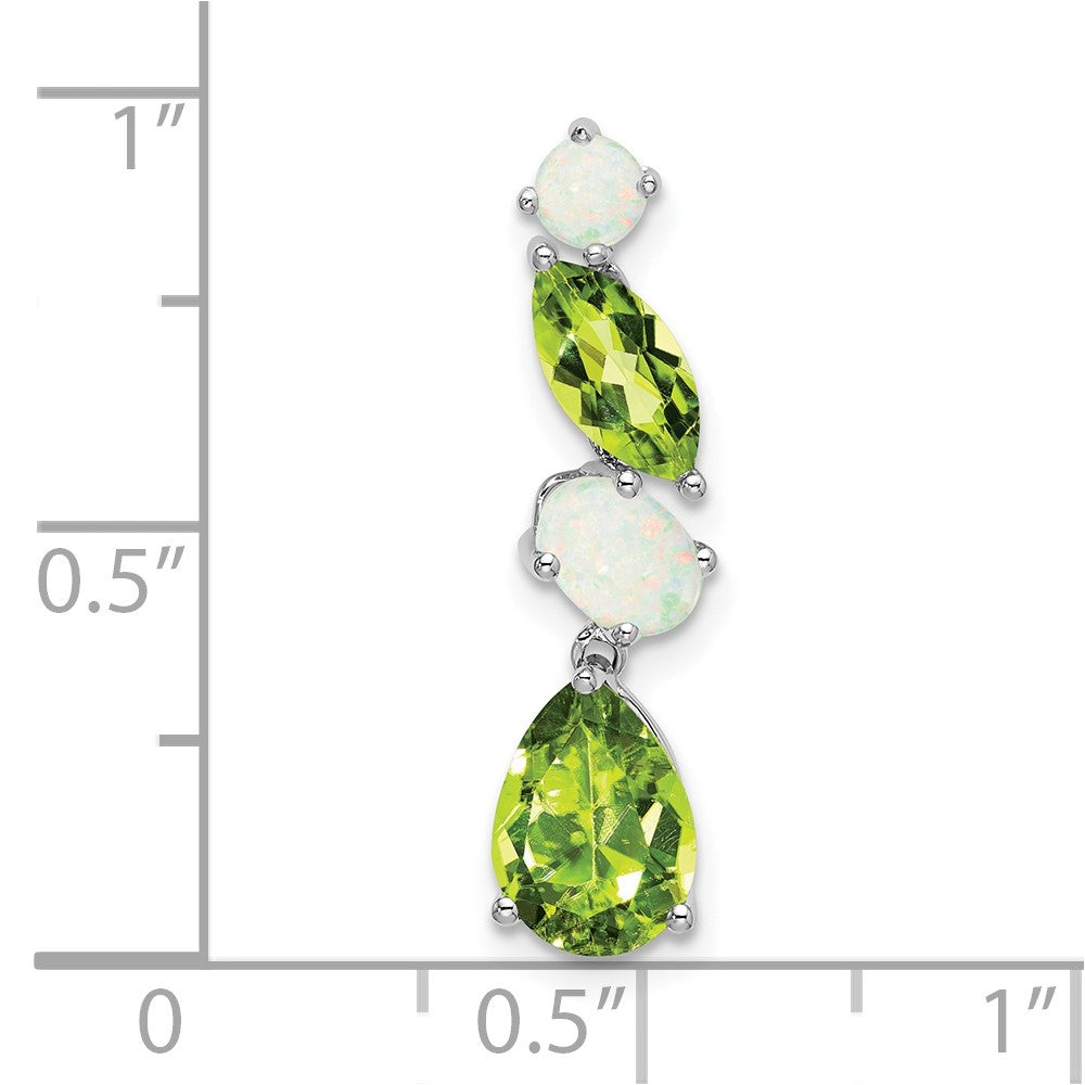 14k White Gold Peridot and Opal Chain Slide (1 grams)