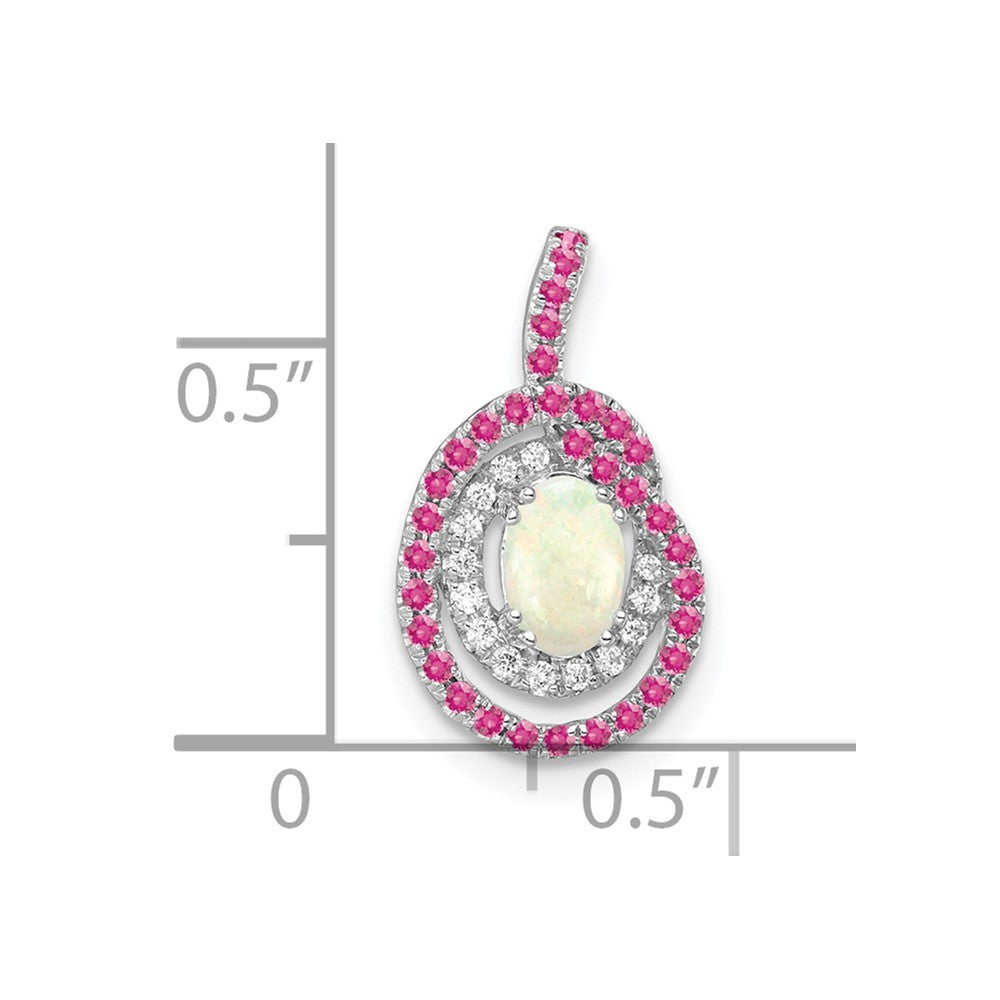 14k White Gold Pink Tourmaline/Opal & Diamond Chain Slide (1 grams)