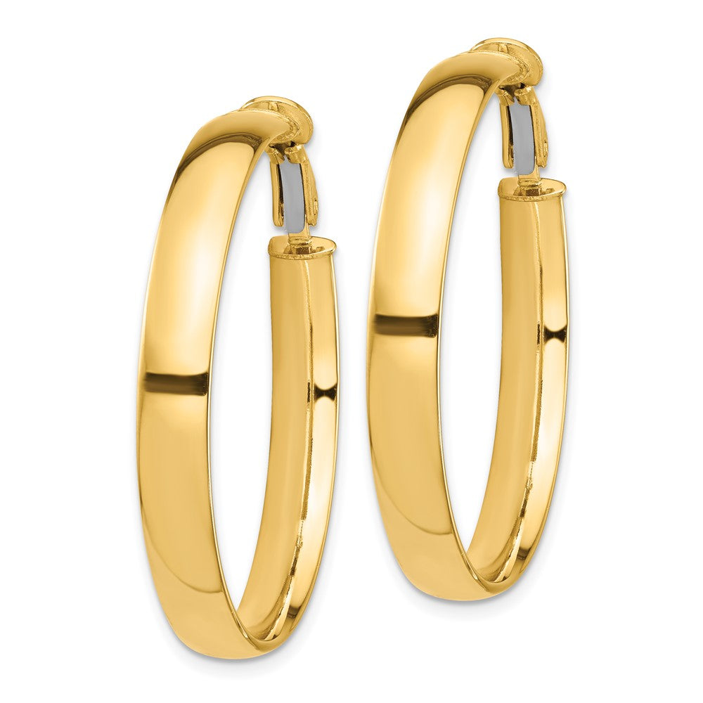 14k Yellow Gold 36 mm Omega Back Hoop Earrings (4.43 grams)