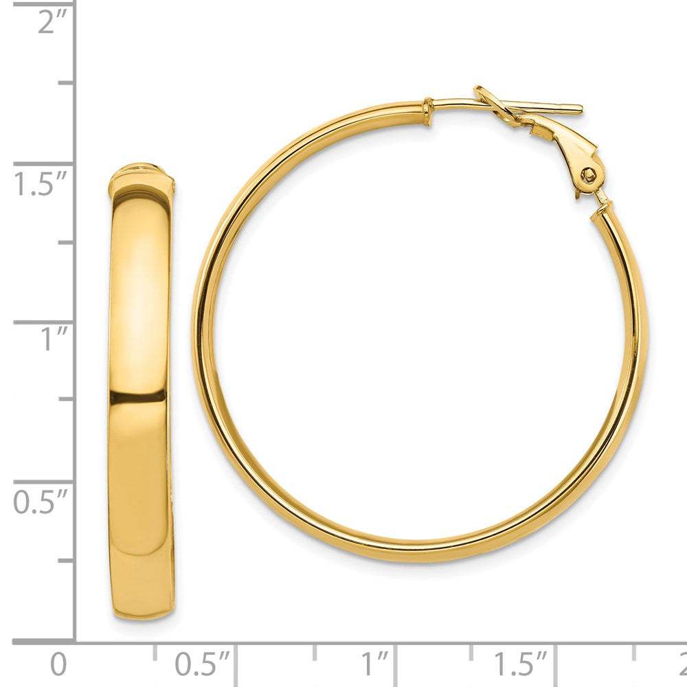 14k Yellow Gold 36 mm Omega Back Hoop Earrings (4.43 grams)