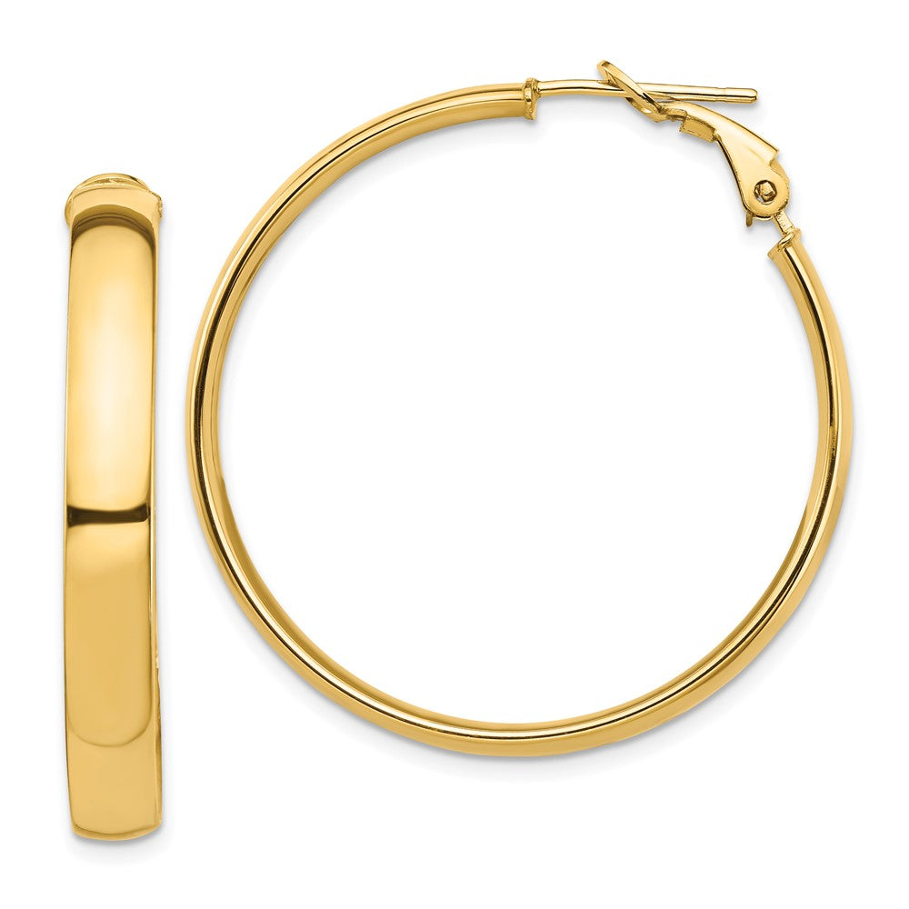 14k Yellow Gold 36 mm Omega Back Hoop Earrings (4.43 grams)