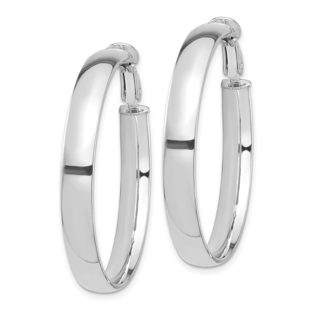 14k White Gold 36 mm Omega Back Hoop Earrings (4.52 grams)