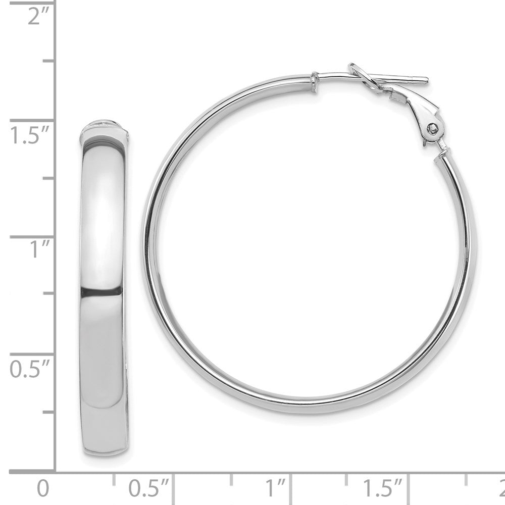 14k White Gold 36 mm Omega Back Hoop Earrings (4.52 grams)