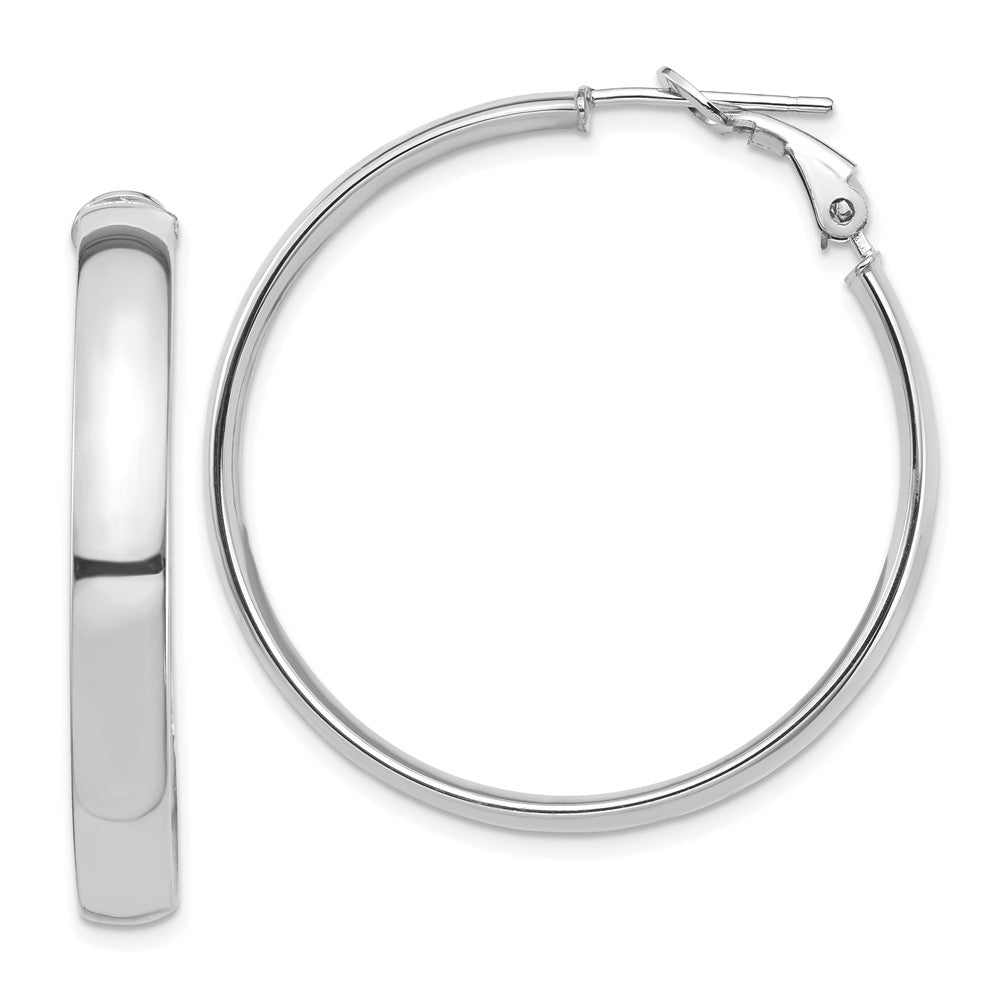 14k White Gold 36 mm Omega Back Hoop Earrings (4.52 grams)