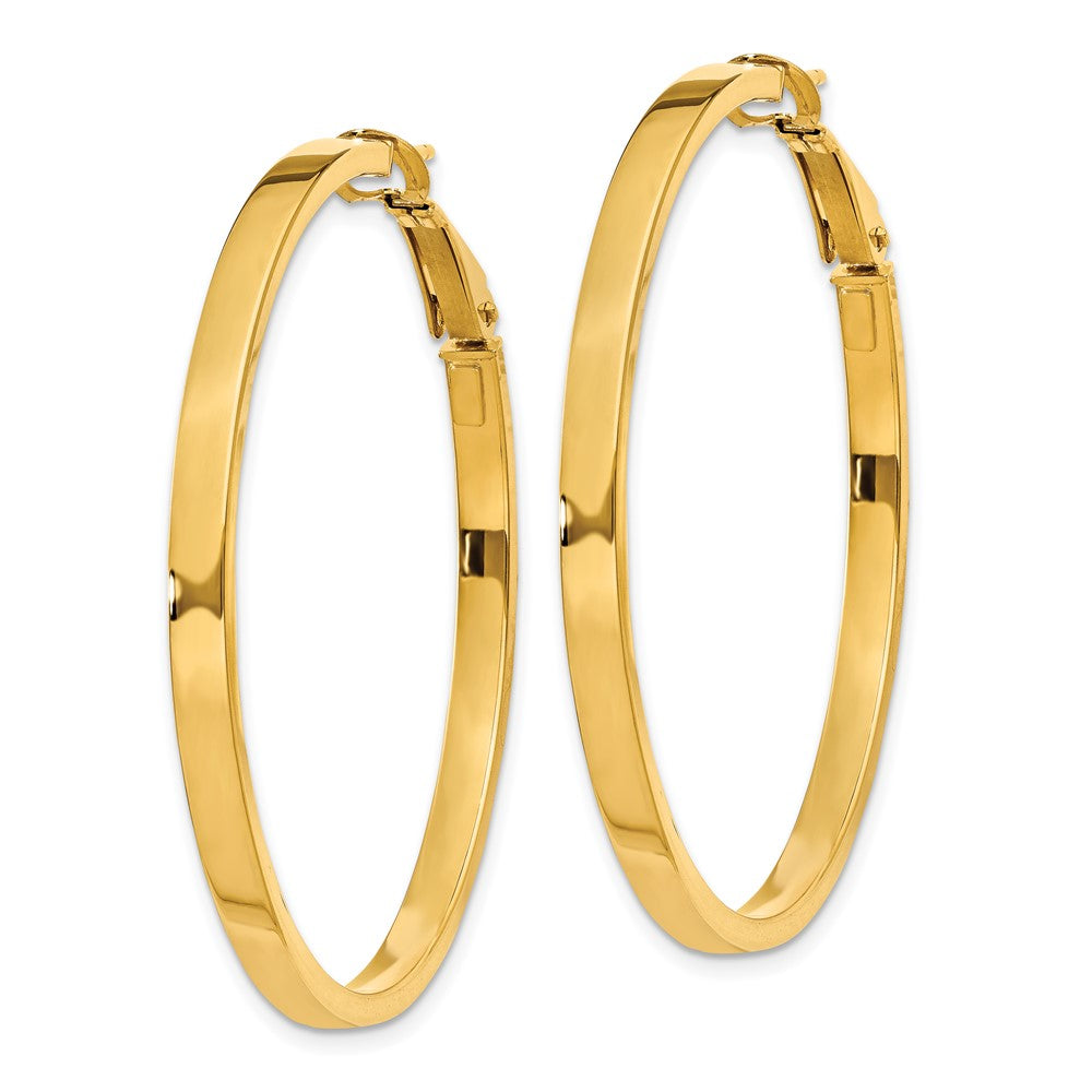 14k Yellow Gold 46 mm Polished Square Tube Round Hoop Earrings (3.34 grams)