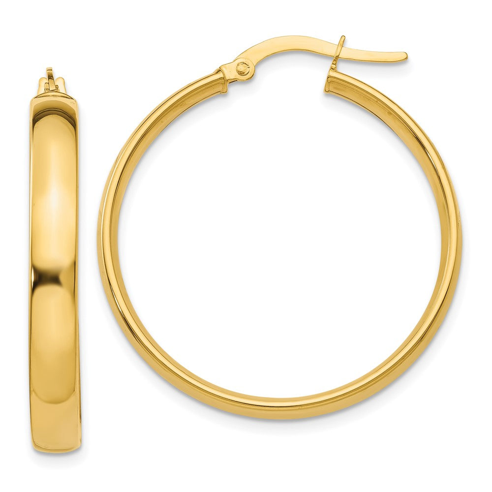 14k Yellow Gold 4 mm Polished Hoop Earrings (3.27 grams)