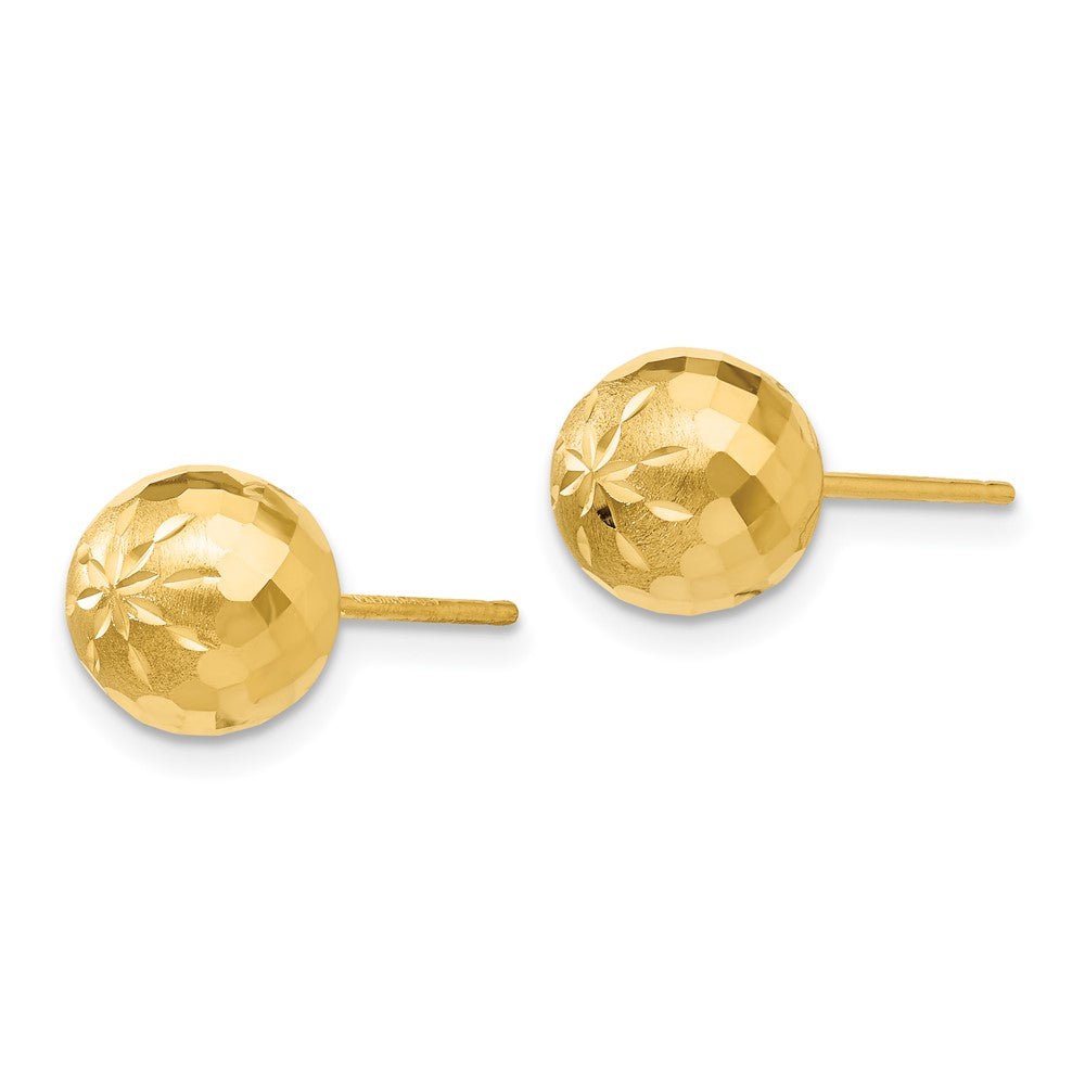 14k Yellow Gold 8 mm Diamond-cut Mirror Ball Post Earrings (1.24 grams)