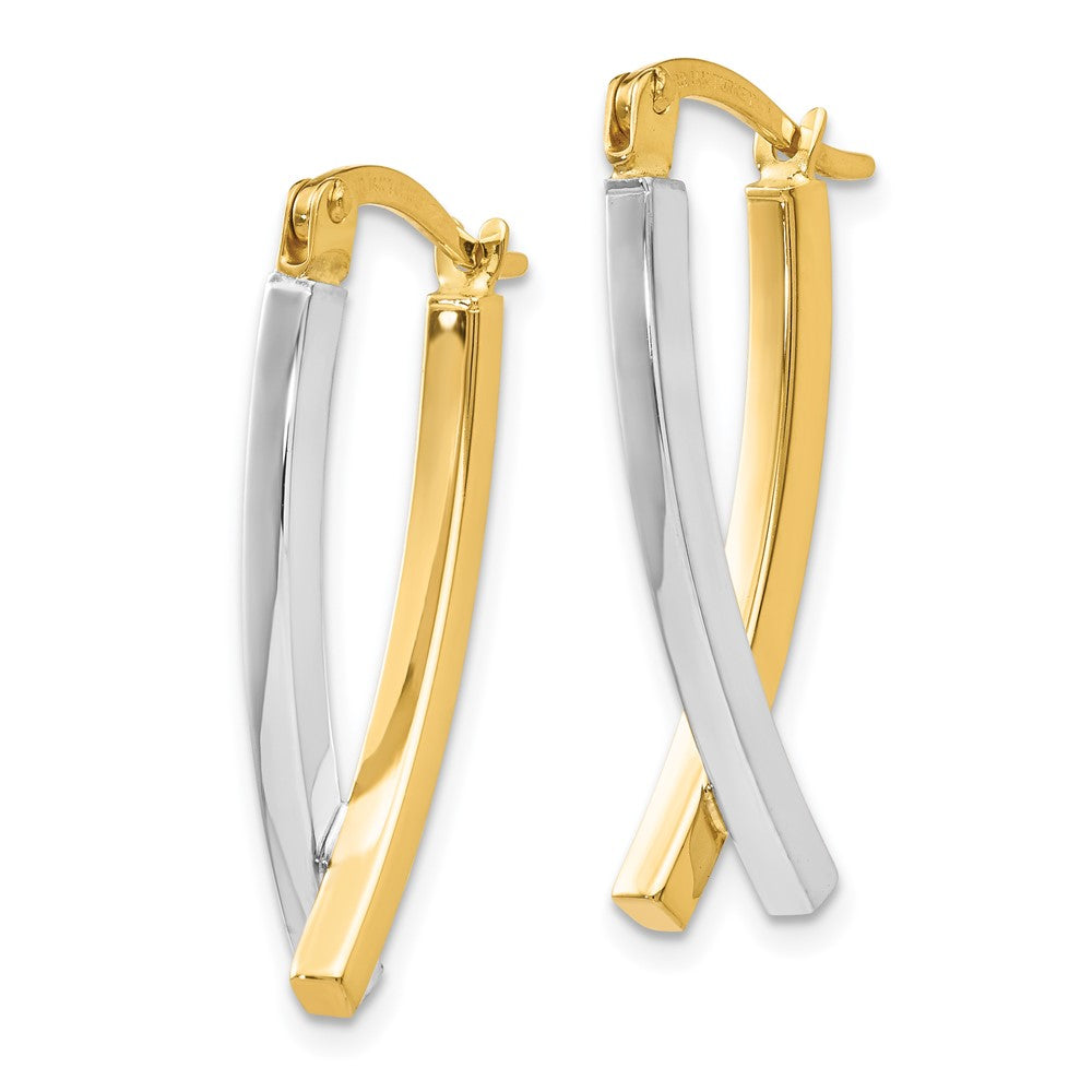 14k Two-tone 6 mm Two-tone Hinged Tube Earrings (1.62 grams)