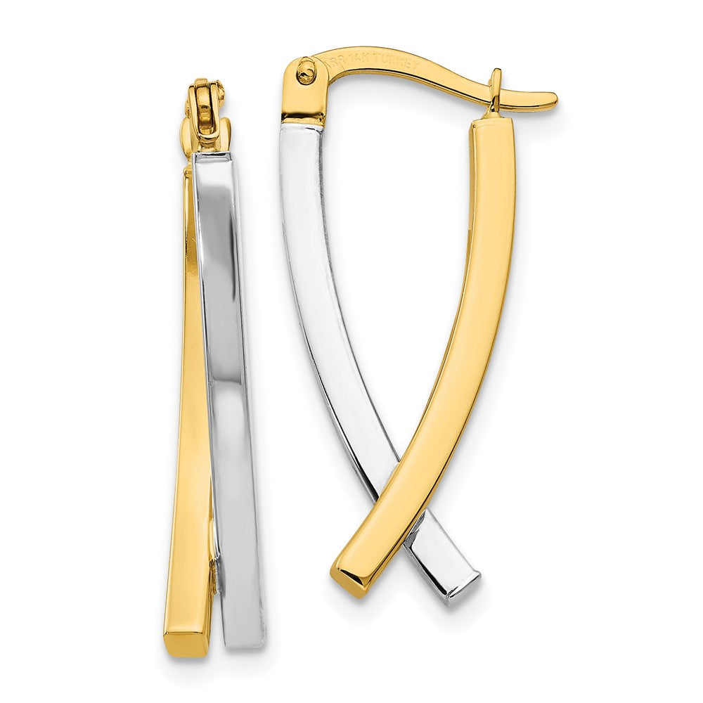 14k Two-tone 6 mm Two-tone Hinged Tube Earrings (1.62 grams)