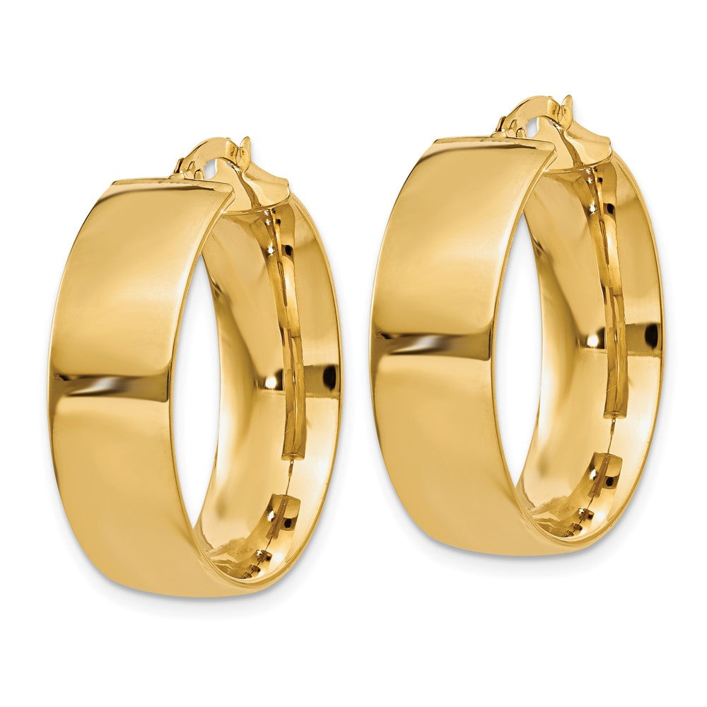 14k Yellow Gold 6.75 mm Polished Large Hoop Earrings (3.6 grams)