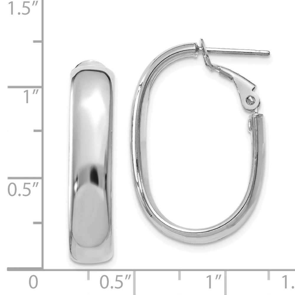 14k White Gold 23.5 mm Oval Omega Back Hoop Earrings (3 grams)