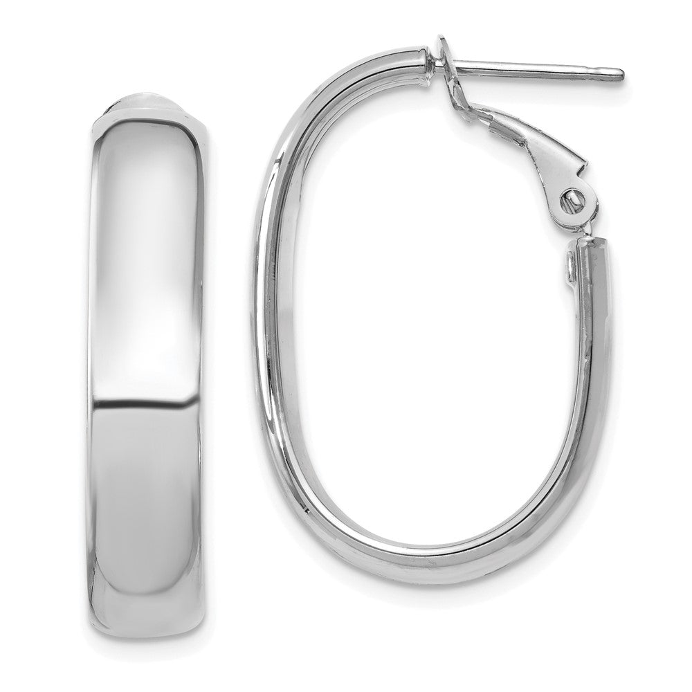 14k White Gold 23.5 mm Oval Omega Back Hoop Earrings (3 grams)