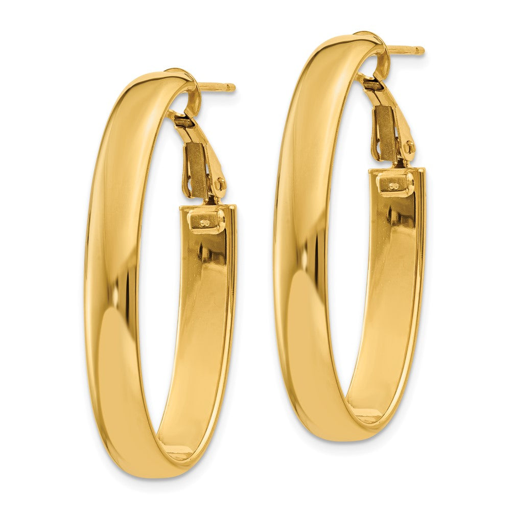 14k Yellow Gold 19.25 mm Oval Omega Back Hoop Earrings (3.45 grams)