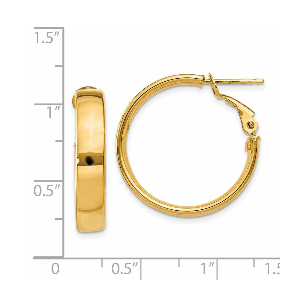14k Yellow Gold 24.25 mm Omega Back Hoop Earrings (2.95 grams)