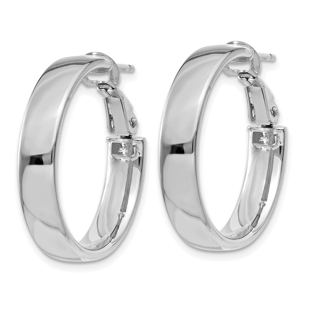 14k White Gold 24.25 mm Omega Back Hoop Earrings (3.09 grams)