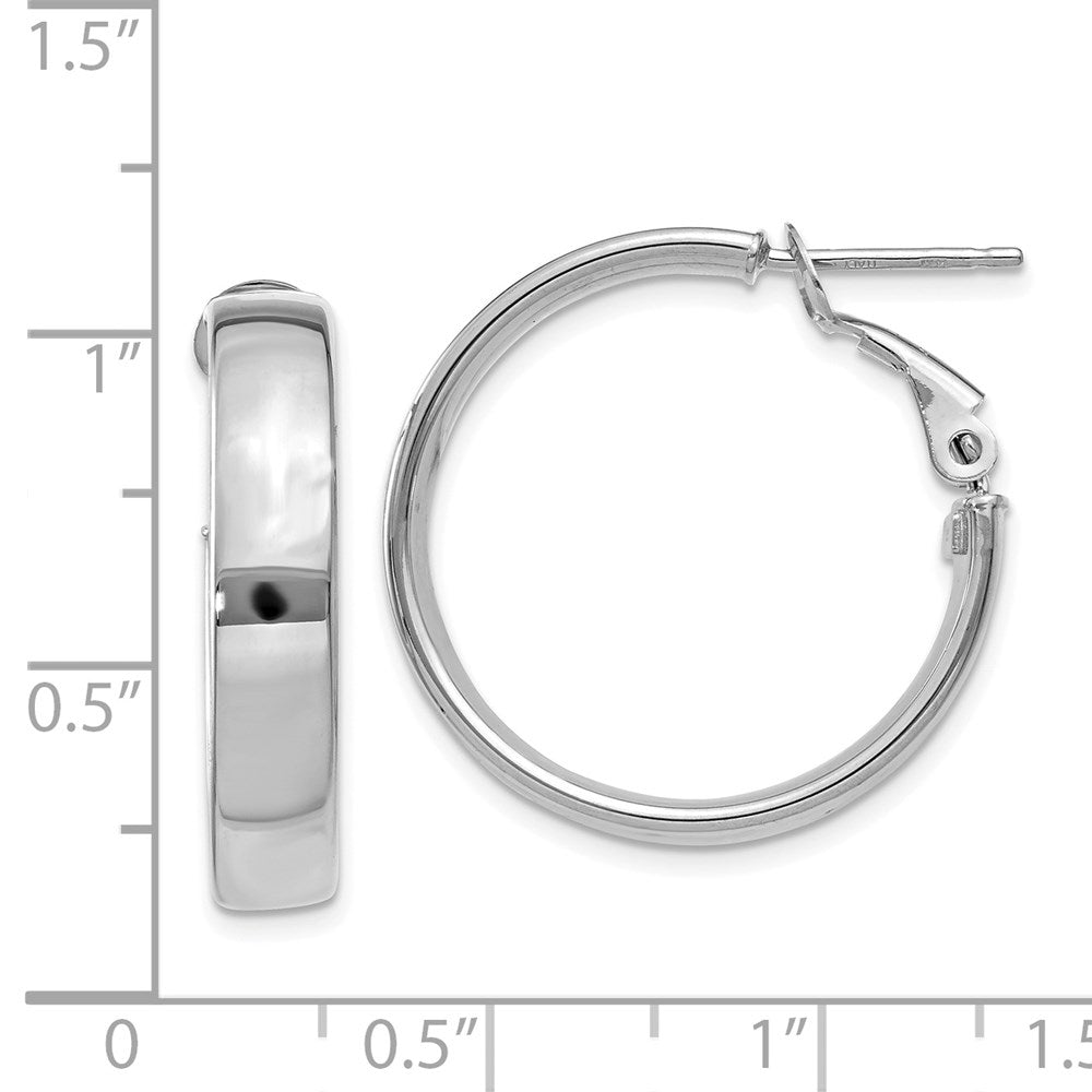 14k White Gold 24.25 mm Omega Back Hoop Earrings (3.09 grams)