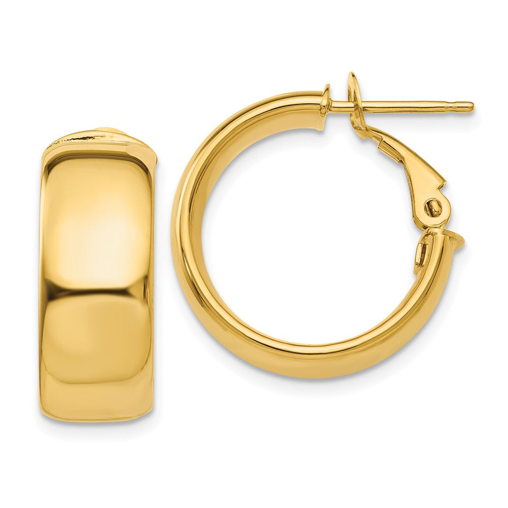 14k Yellow Gold 19.75 mm Small Omega Back Hoop Earrings (4.29 grams)