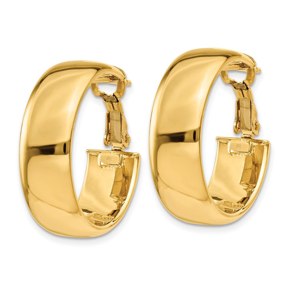 14k Yellow Gold 24.75 mm Omega Back Hoop Earrings (5.48 grams)