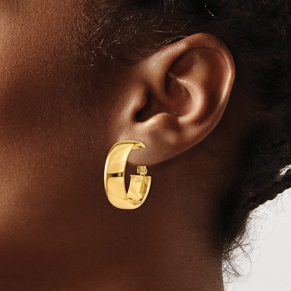 14k Yellow Gold 24.75 mm Omega Back Hoop Earrings (5.48 grams)