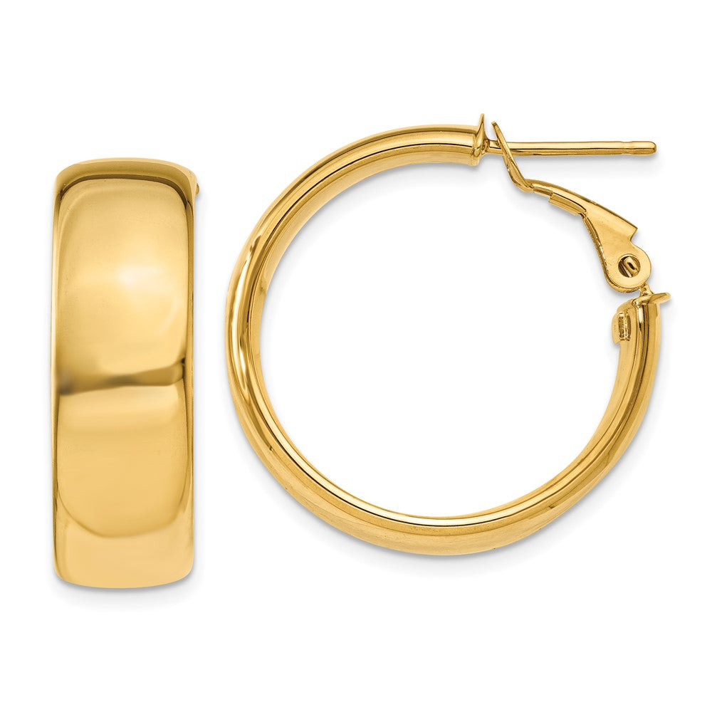 14k Yellow Gold 24.75 mm Omega Back Hoop Earrings (5.48 grams)