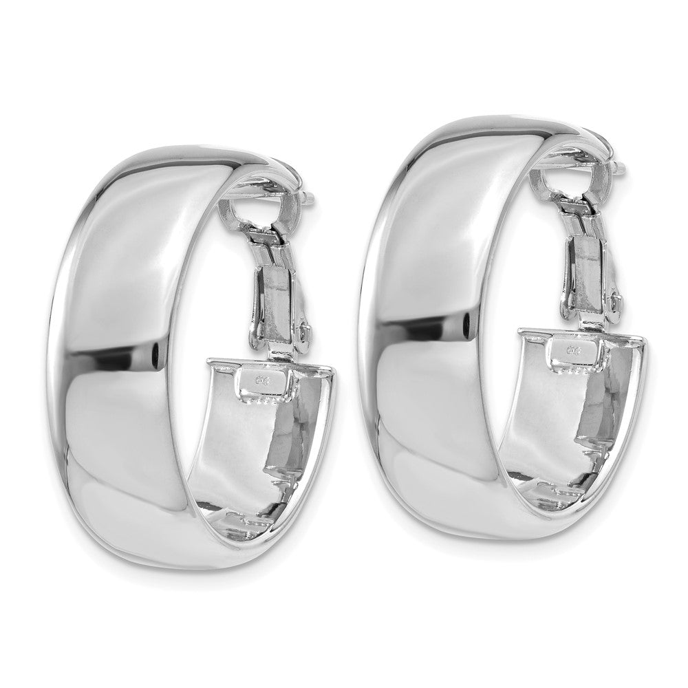 14k White Gold 24.75 mm Omega Back Hoop Earrings (5.72 grams)
