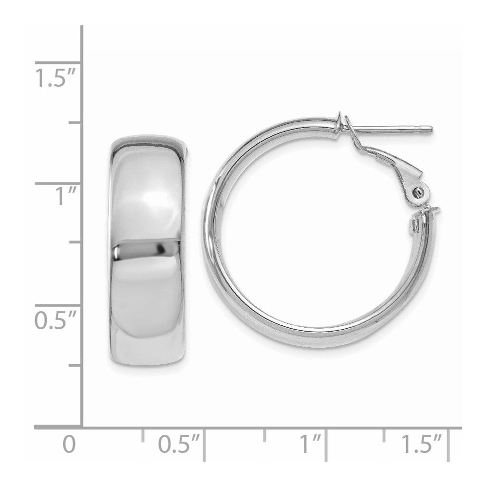 14k White Gold 24.75 mm Omega Back Hoop Earrings (5.72 grams)