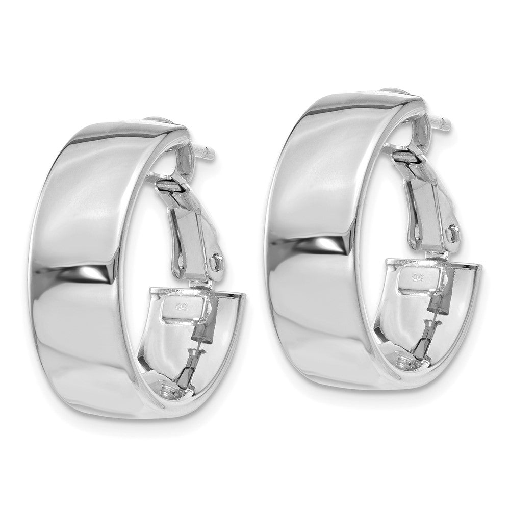 14k White Gold 19.5 mm Omega Back Hoop Earrings (3.1 grams)