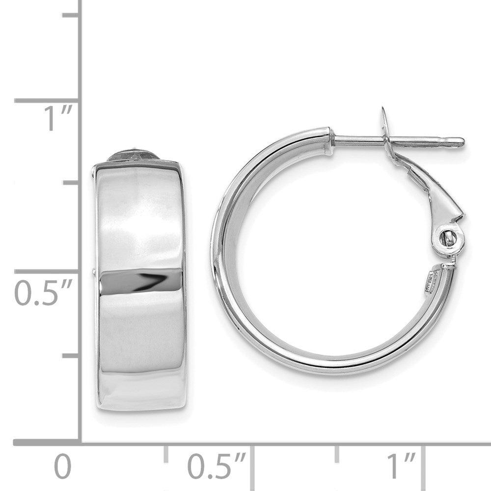 14k White Gold 19.5 mm Omega Back Hoop Earrings (3.1 grams)