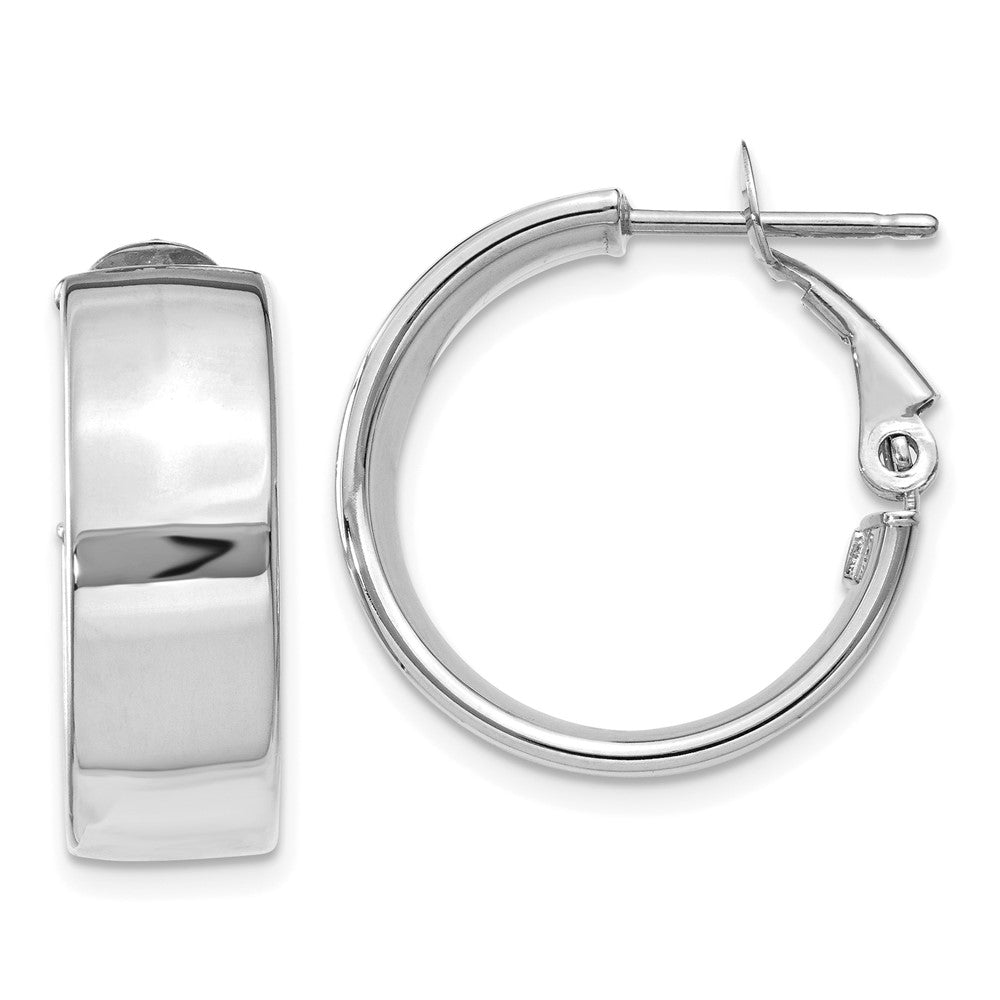 14k White Gold 19.5 mm Omega Back Hoop Earrings (3.1 grams)
