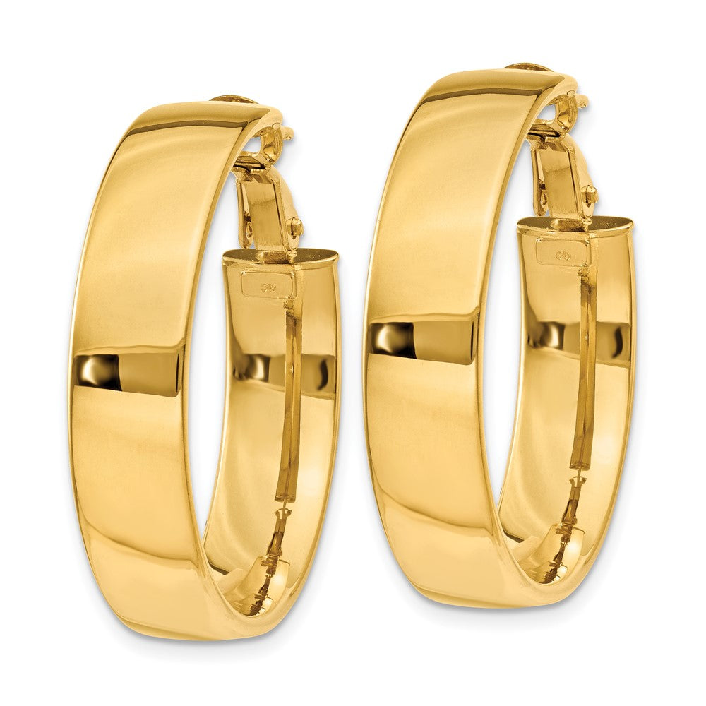 14k Yellow Gold 30 mm Large Omega Back Hoop Earrings (4.88 grams)