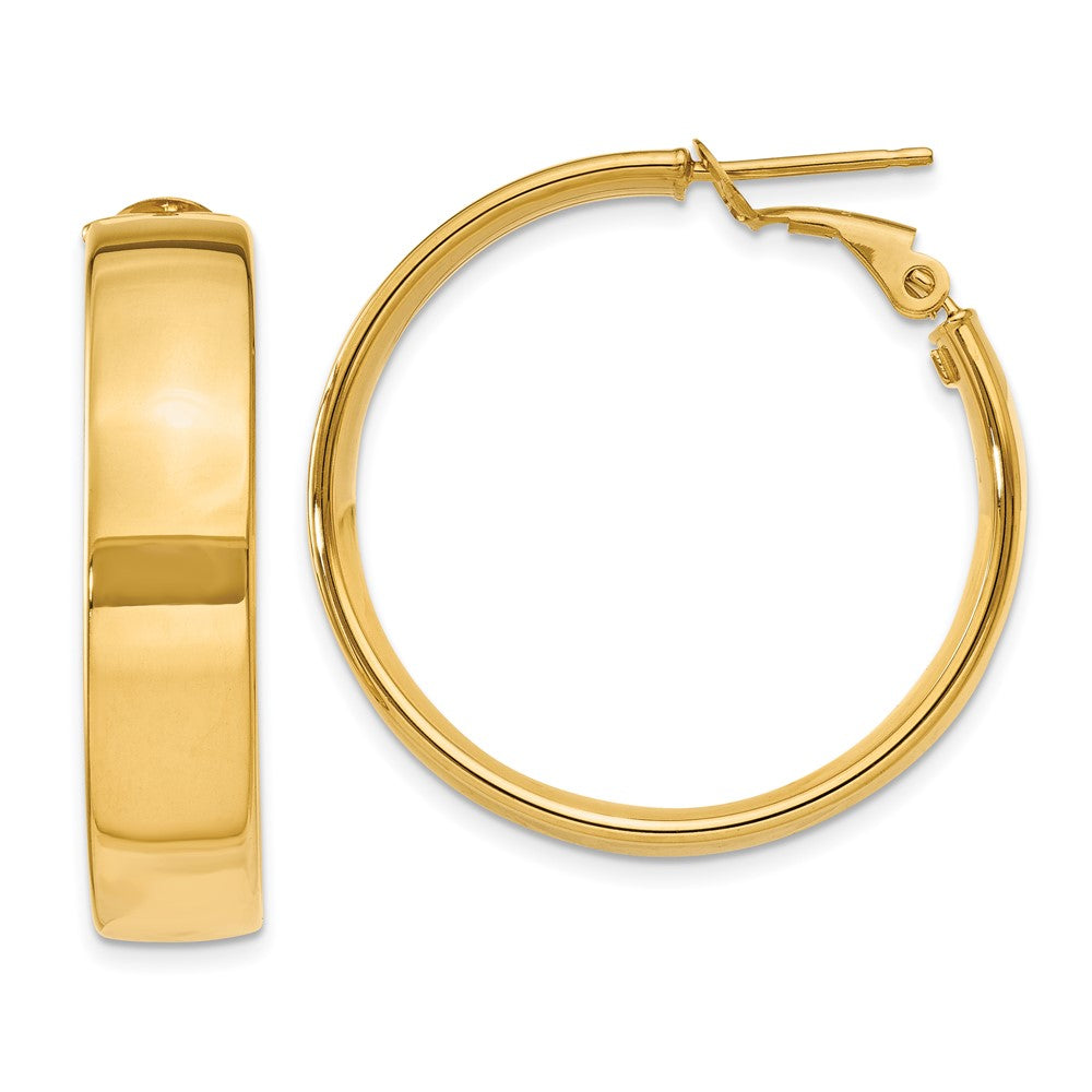 14k Yellow Gold 30 mm Large Omega Back Hoop Earrings (4.88 grams)