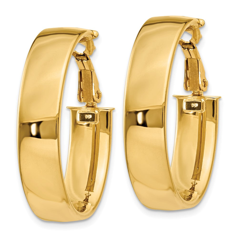 14k Yellow Gold 23 mm Oval Omega Back Hoop Earrings (3.92 grams)