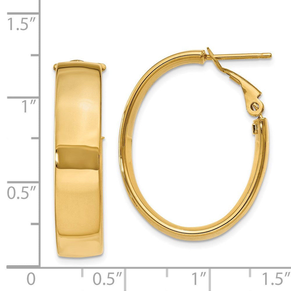 14k Yellow Gold 23 mm Oval Omega Back Hoop Earrings (3.92 grams)