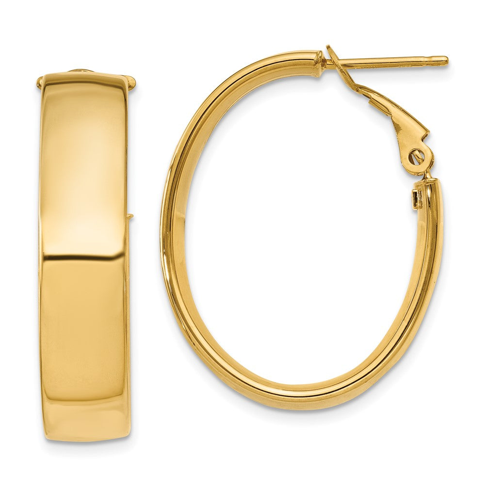 14k Yellow Gold 23 mm Oval Omega Back Hoop Earrings (3.92 grams)