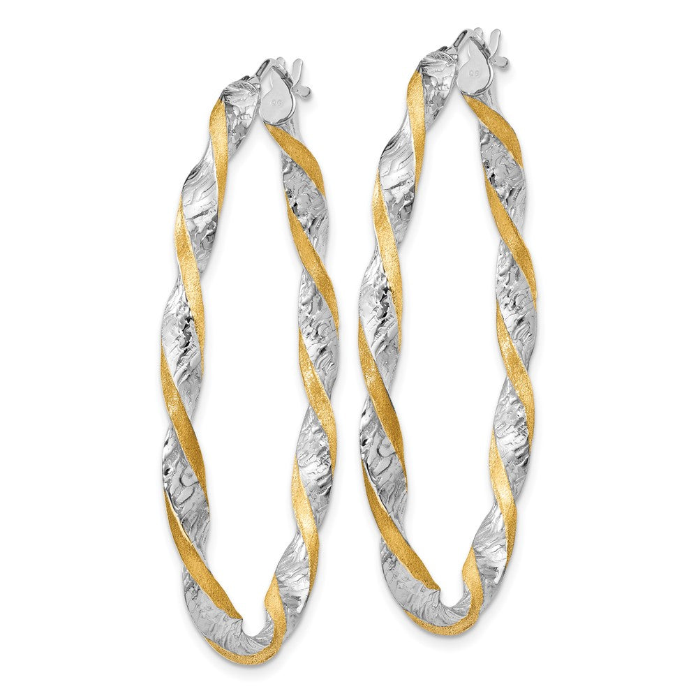 14k White Gold 31 mm Twisted D/C Oval Hoop Earrings (2.39 grams)