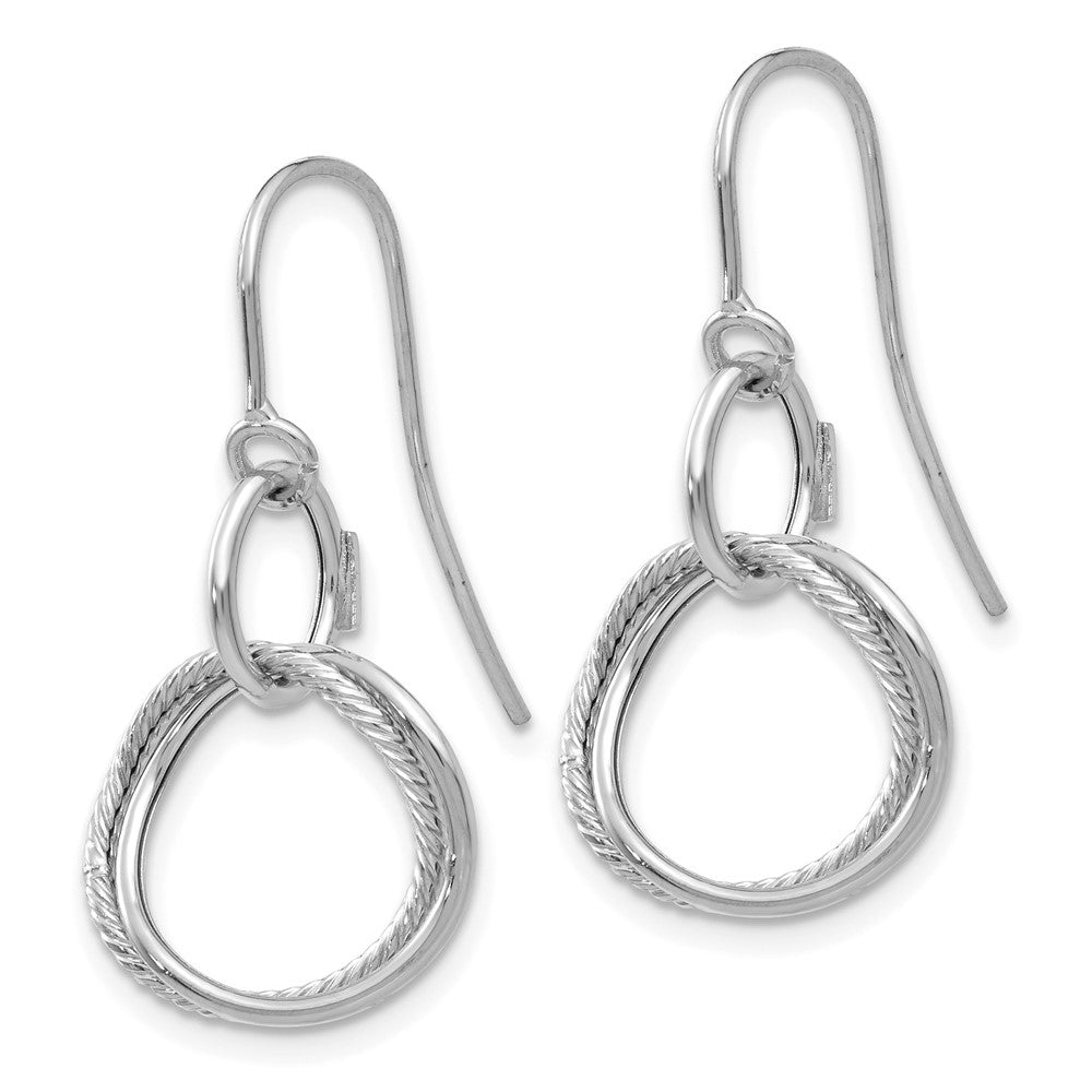 14k White Gold 12 mm Small Twisted Circle Shepherd Hook Earrings (0.98 grams)