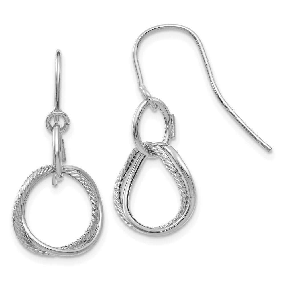 14k White Gold 12 mm Small Twisted Circle Shepherd Hook Earrings (0.98 grams)