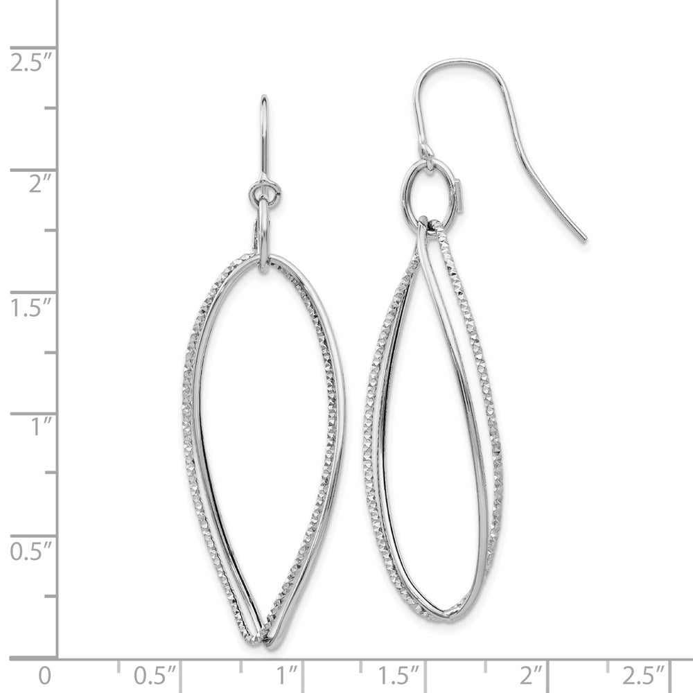 14k White Gold 20 mm Textured Twisted Dangle Shepherd Hook Earrings (1.6 grams)