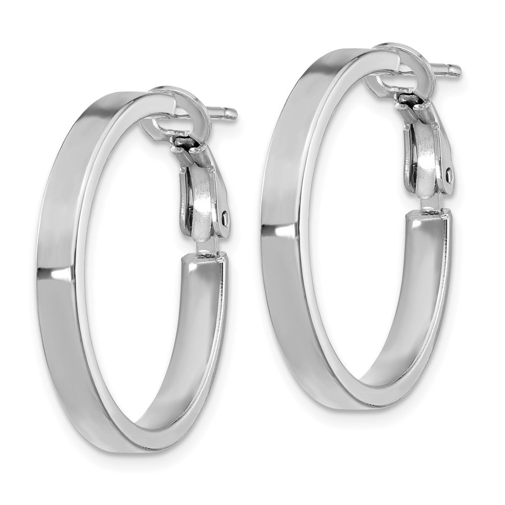 14k White Gold 24.5 mm Polished Square Tube Round Hoop Earrings (2.15 grams)
