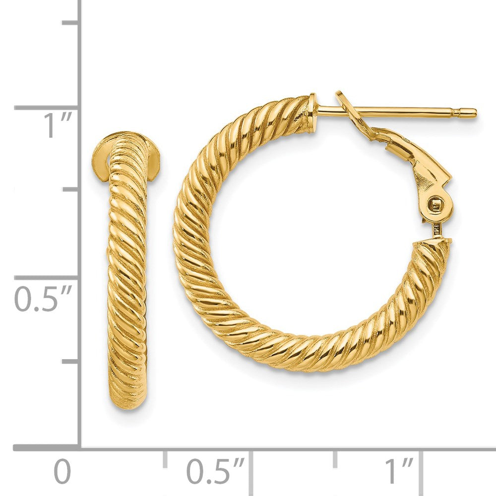 14k Yellow Gold 21 mm Twisted Round Hoop Earrings (2.58 grams)