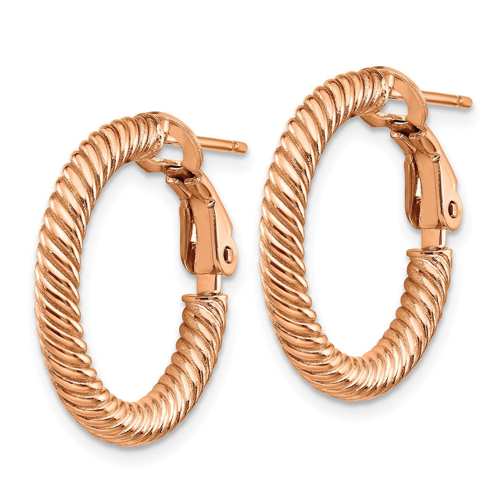 14k Rose Gold 21 mm Rose Gold Twisted Round Hoop Earrings (2.28 grams)