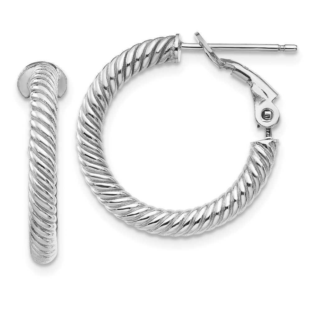 14k White Gold 21 mm Twisted Round Hoop Earrings (2.31 grams)