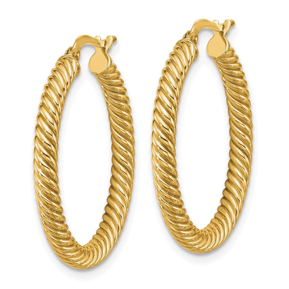 14k Yellow Gold 26.25 mm Twisted Round Hoop Earrings (2.42 grams)