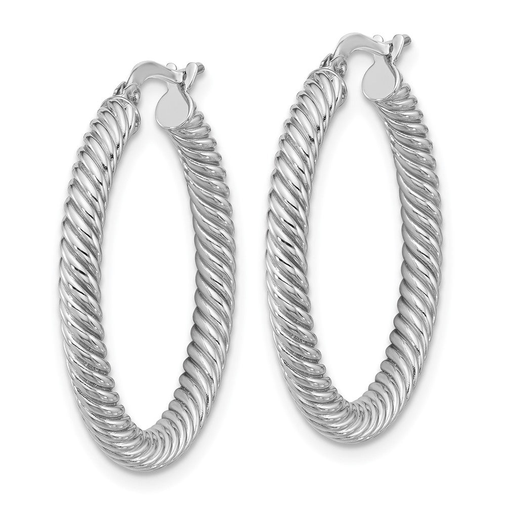 14k White Gold 26.25 mm Twisted Round Hoop Earrings (2.31 grams)