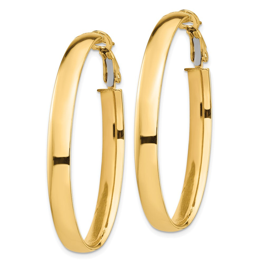 14k Yellow Gold 28.31 mm Oval Omega Back Hoop Earrings (4.52 grams)