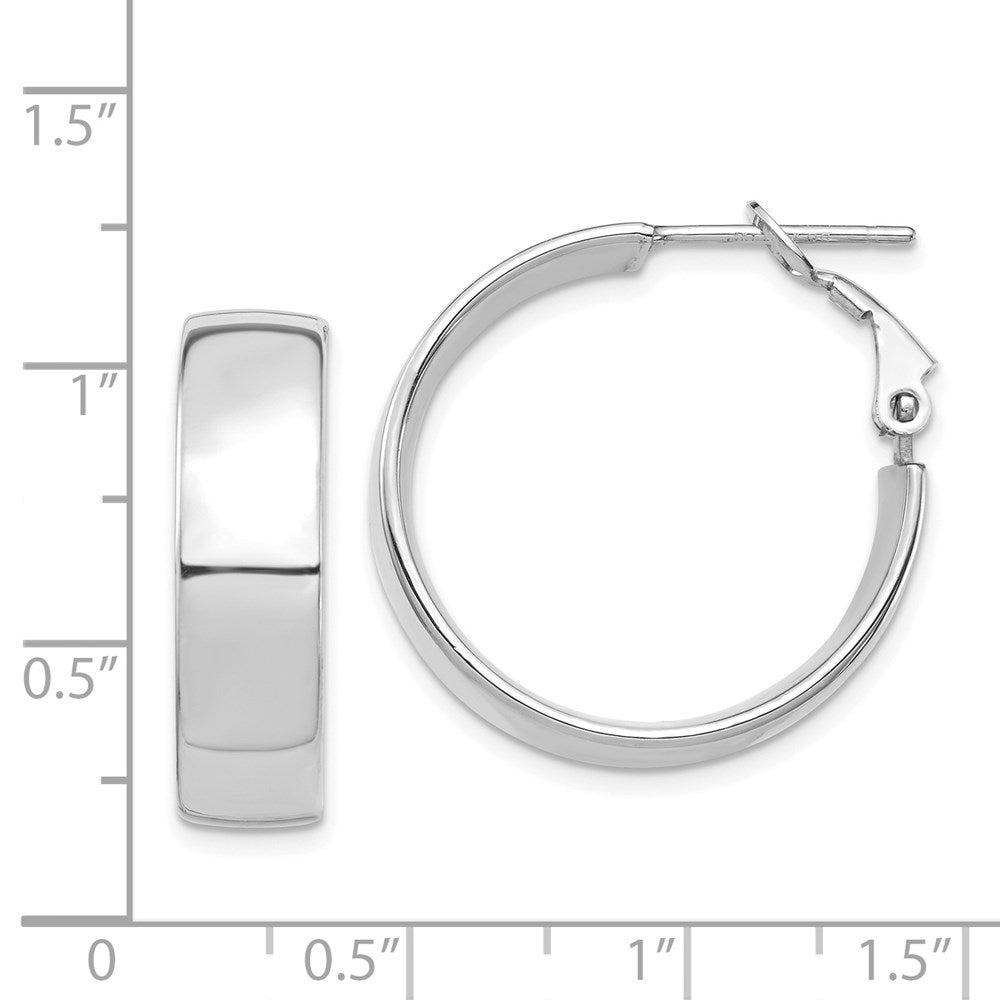 14k White Gold 24.5 mm Omega Back Hoop Earrings (4.03 grams)