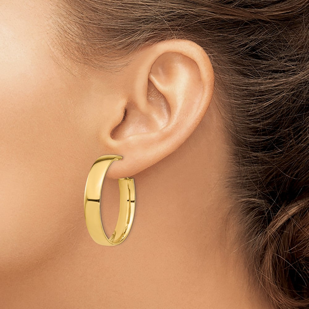 14k Yellow Gold 35.18 mm Omega Back Hoop Earrings (5.79 grams)