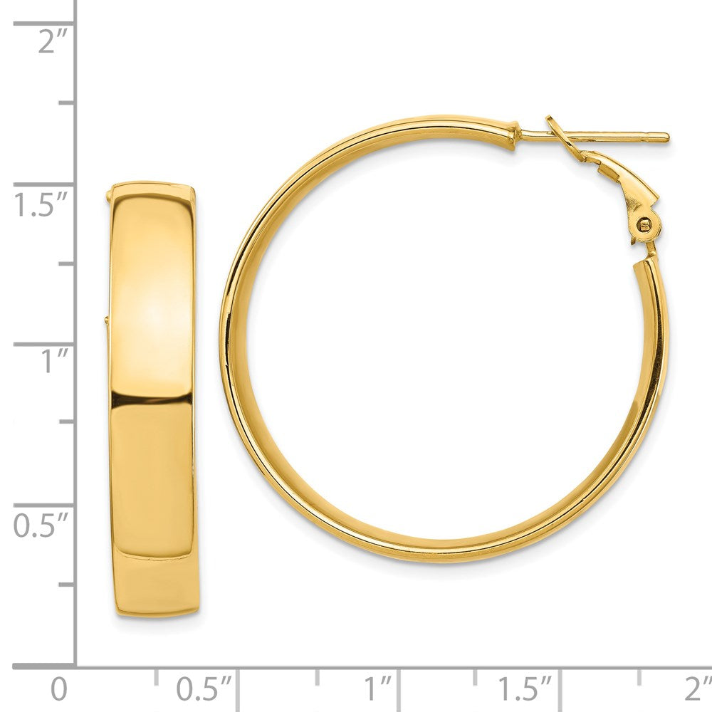 14k Yellow Gold 35.18 mm Omega Back Hoop Earrings (5.79 grams)