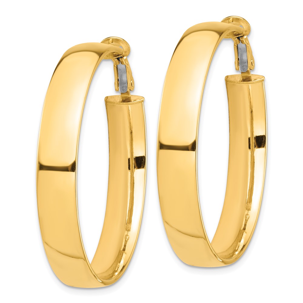 14k Yellow Gold 42 mm Omega Back Hoop Earrings (6.38 grams)