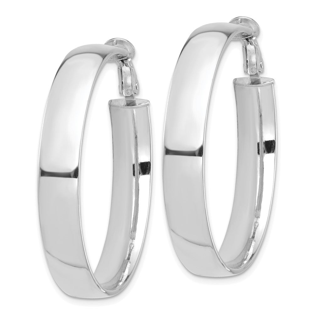 14k White Gold 42 mm Omega Back Hoop Earrings (6.53 grams)